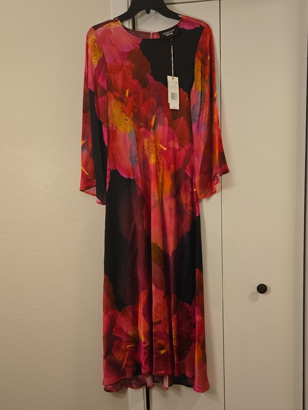 Johnny Was - 100% Silk Ruby Bloom Floral Midi Dress - Size Small -  NWT $445